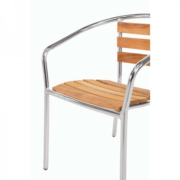 Fauteuils en frêne et aluminium Bolero, empilable, H 730 mm