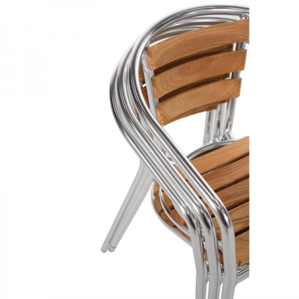 Fauteuils en frêne et aluminium Bolero, empilable, H 730 mm