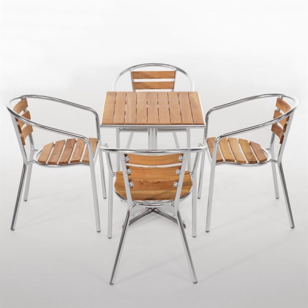 Fauteuils en frêne et aluminium Bolero, empilable, H 730 mm