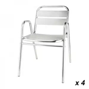 Fauteuils empilables avec accoudoirs Bolero, en aluminium, Hauteur de l'assise 450 mm, Lot de 4