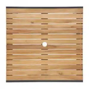 Table carrée Bolero, en acier et acacia, 800 mm