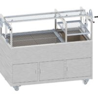 Churrasco professionnel grill au Charbon L 1750 x P 800 x H 900 mm système d´élévation avec grilles incluses, sur mesure