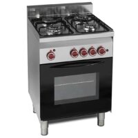 Cuisinière à gaz, 4 brûleurs, four à gaz, prof 600 mm