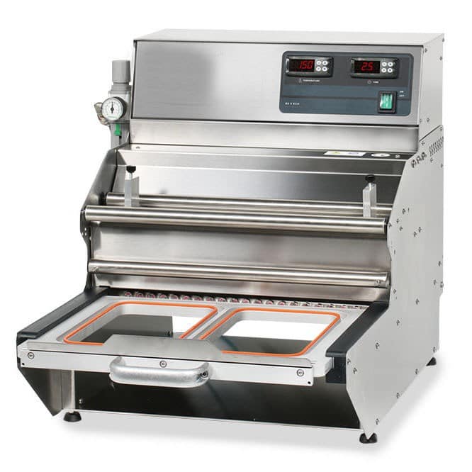 Operculeuse barquette semi-automatique en inox AISI 304 modèle BS 5 ECO sans matrice