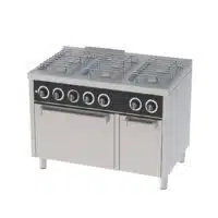 Fourneau à gaz basic 6 feux série 750 avec four à gaz GN 2/1 et un placard neutre