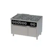 Fourneau à gaz basic 6 feux série 750 avec four électrique GN 2/1 et un placard neutre