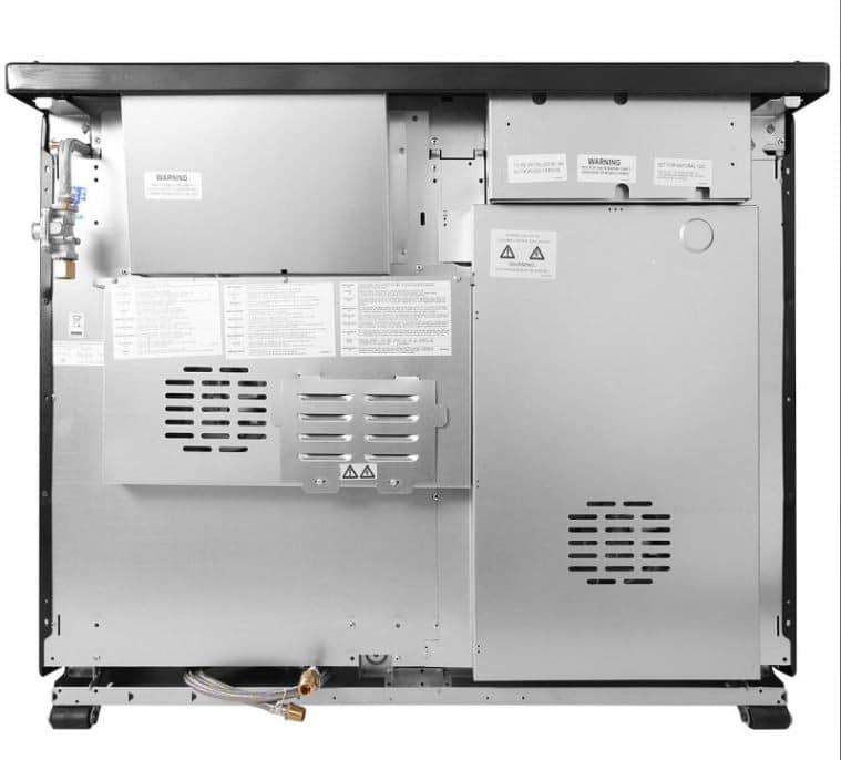 Piano de cuisson mixte noir chrome 5 brûleurs à gaz + multizone 2 fours électriques – Image 2