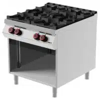 Cuisinière à gaz, avec 4 brûleurs, sans portes, profondeur 900 mm