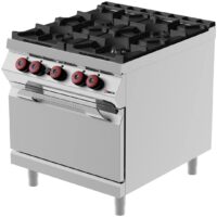 Cuisinière à gaz, avec 4 brûleurs, portes battantes, profondeur 900 mm