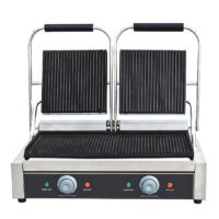 Machine à panini, en acier inoxydable, plaque en fonte rainurée, 3.6 KW
