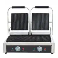 Machine à panini, en acier inoxydable, plaque en fonte rainurée, 3.6 KW