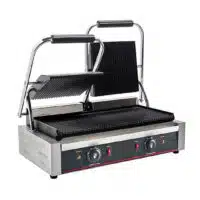 Grill panini double, gamme ÉCO, plaque rainurée / rainurée , 3,6 Kw