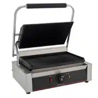Grill panini simple large, gamme ÉCO, plaque rainurée / rainurée , 2,2 Kw