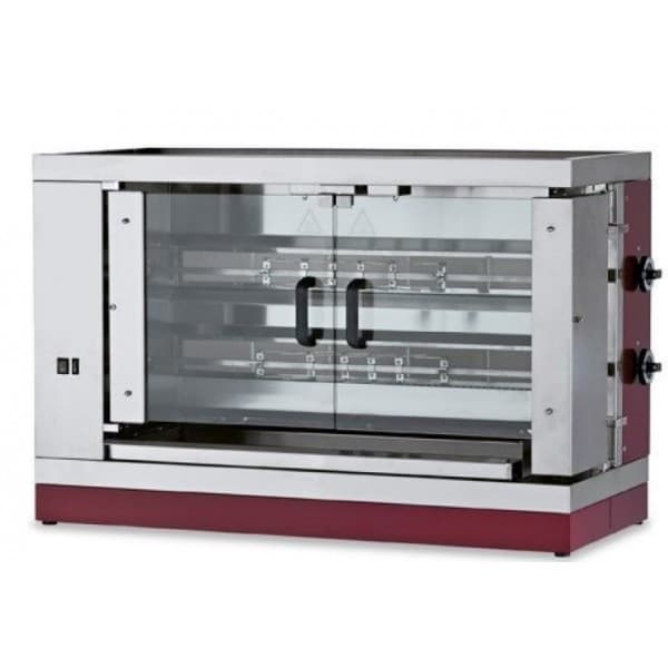 Rôtissoire gaz en inox 2 broches 8 poulets