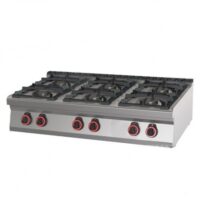 Réchaud à gaz professionnel 6 feux, en acier inox AISI 304, 31 kW