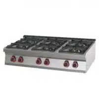 Réchaud à gaz professionnel 6 feux, en acier inox AISI 304, 31 kW
