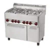 Fourneau à gaz professionnel 6 feux avec four électrique GN 1/1 et placard