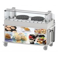 Chariot à poffertjes double acier inoxydable 5400 W + 28 W