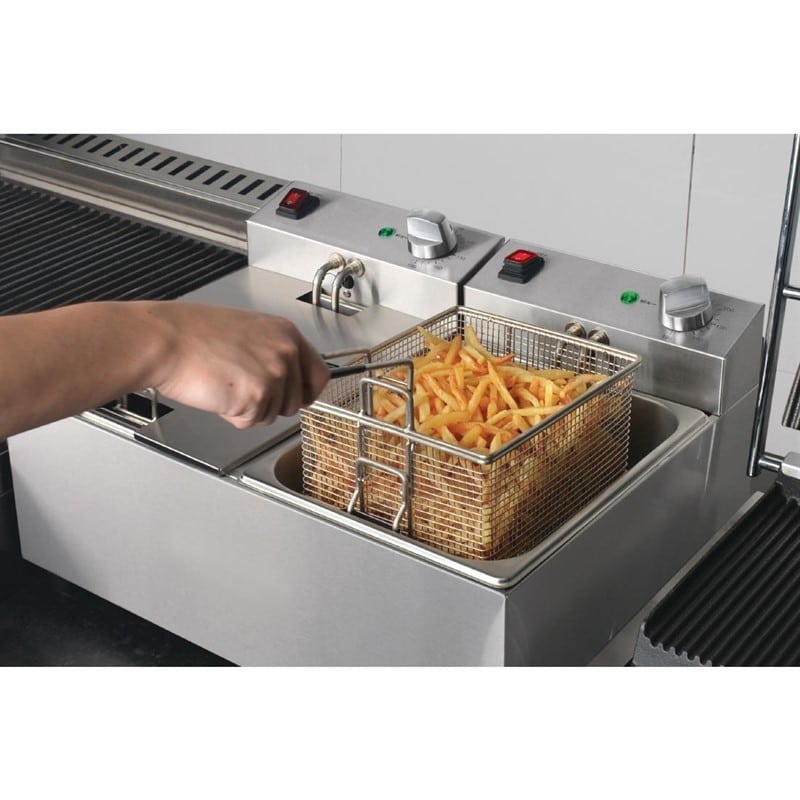 Friteuse double 2 x 2,8 kW capacité d'huile 2 x 5 L – Image 5
