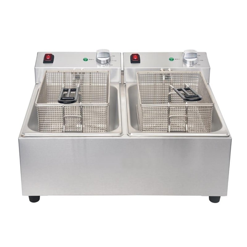 Friteuse double 2 x 2,8 kW capacité d'huile 2 x 5 L – Image 6