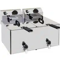 Friteuse de table électrique avec vidange double turbo acier inox 2 x 8 L