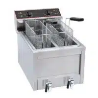 Friteuse gros volume électrique avec vidange 2 cuves 2 x 8 L