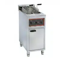 Friteuse gros volume sur coffre électrique avec vidange 2 cuves 2 x 10 L