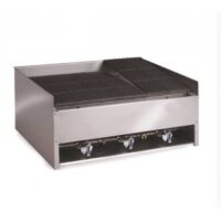 Grill charcoal à gaz avec pierre de lave 3 brûleurs 27 kW