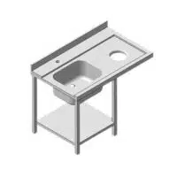 Table d'entrée avec 1 bac a gauche 2 pieds lave vaisselle à droite longueur 1500 mm