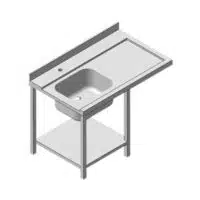 Table d'entrée avec bac 2 pieds lave vaisselle à gauche longueur 1200 mm