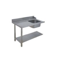 Table d'entrée pour accrochage à gauche de la machine avec bac pour tunnel de lavage