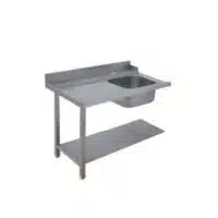 Table d'entrée pour accrochage à gauche de la machine avec bac pour tunnel de lavage