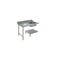 Table de prélavage adossée, avec bac et TVO, L 1200 mm, pour lave vaisselle à capot paniers 500x500