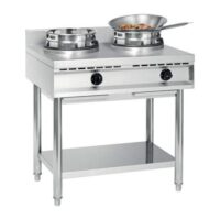 Wok gaz, 2 brûleurs, 23 kW, acier inoxydable 18/10