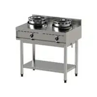 Wok gaz série 600 ECO, 2 brûleurs, 2 x 13 kW, acier inoxydable AISI 304