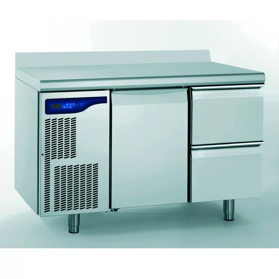Meuble réfrigéré gastronorme avec groupe acier inoxydable 1 porte + 2 tiroirs(ht 320 + 105 mm) 698 W – Image 2