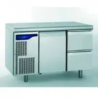 Meuble réfrigéré gastronorme avec groupe acier inoxydable froid positif 1 porte + 2 tiroirs 698 W