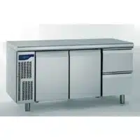 Meuble réfrigéré gastronorme avec groupe acier inoxydable froid positif 2 portes 2 tiroirs ht 210 mm 1000 W