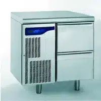 Meuble réfrigéré gastronorme avec groupe acier inoxydable froid positif 2 tiroirs hauteur 210 mm 598 W