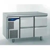 Meuble réfrigéré gastronorme avec groupe acier inoxydable froid positif 2 x 2 tiroirs hauteur 210 mm 698 W