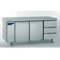 Meuble réfrigéré gastronorme sans groupe acier inoxydable froid positif 2 portes + 3 tiroirs 1000 W