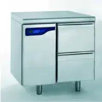 Meuble réfrigéré gastronorme sans groupe acier inoxydable froid positif 2 tiroirs hauteur 210 mm 598 W