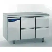 Meuble réfrigéré gastronorme sans groupe acier inoxydable froid positif 2 x 2 tiroirs hauteur 210 mm 698 W