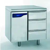 Meuble réfrigéré gastronorme sans groupe, en acier inoxydable, froid positif, 3 tiroirs hauteur 105 mm, 598 W