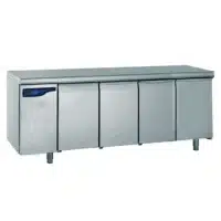 Meuble réfrigéré gastronorme sans groupe acier inoxydable froid positif 4 portes 1170 W