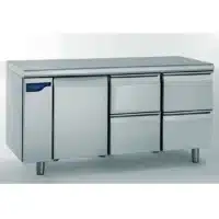 Meuble réfrigéré gastronorme sans groupe acier inoxydable froid positif 1 portes + 2 x 2 tiroirs 1000 W