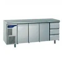 Meuble réfrigéré gastronorme avec groupe acier inoxydable froid positif 3 portes + 3 tiroirs 1170 W