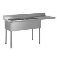 Plonge soudée pour lave-vaisselle encastré 2 bacs à gauche 1 égouttoir à droite L 1800 x l 700 x H 900 mm