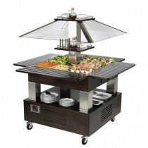 Buffet salad'bars bain-marie, version centrale carrée, 3 Kw