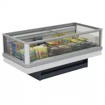 Ilôt de présentation bi-température YALOS 250 RV TB/TN, groupe interne air 220 V, roues, couleur gris